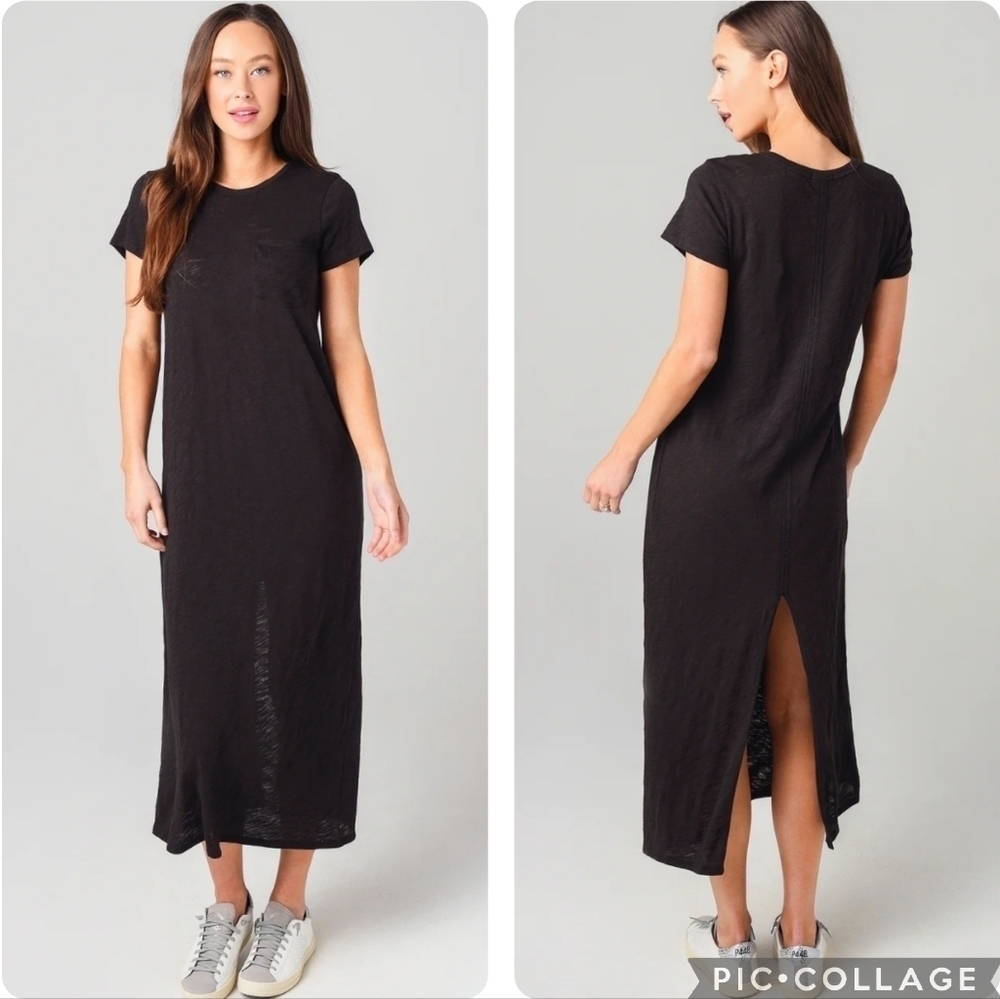 ATM Anthony Thomas Melillo Pocket Cotton Midi T-Shirt Dress Black Size Medium